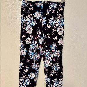 Time and Tru Women’s Pants with Black Blue, and purple Floral Pattern